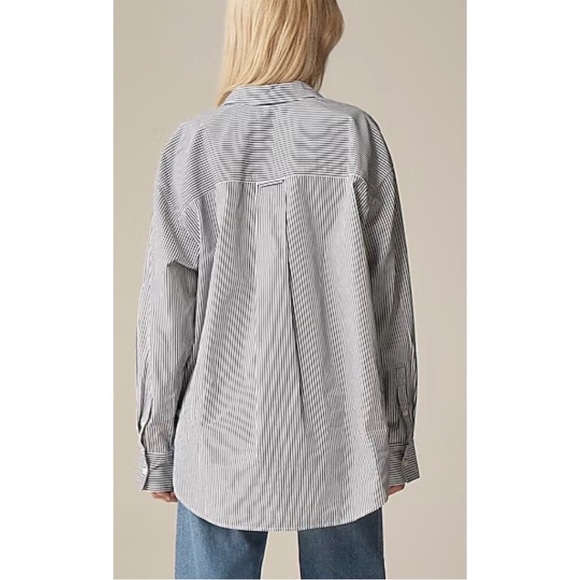 NEW J.Crew Etienne Oversized Womens Size XS Oxford Shirt Lightweight Striped - Picture 2 of 9